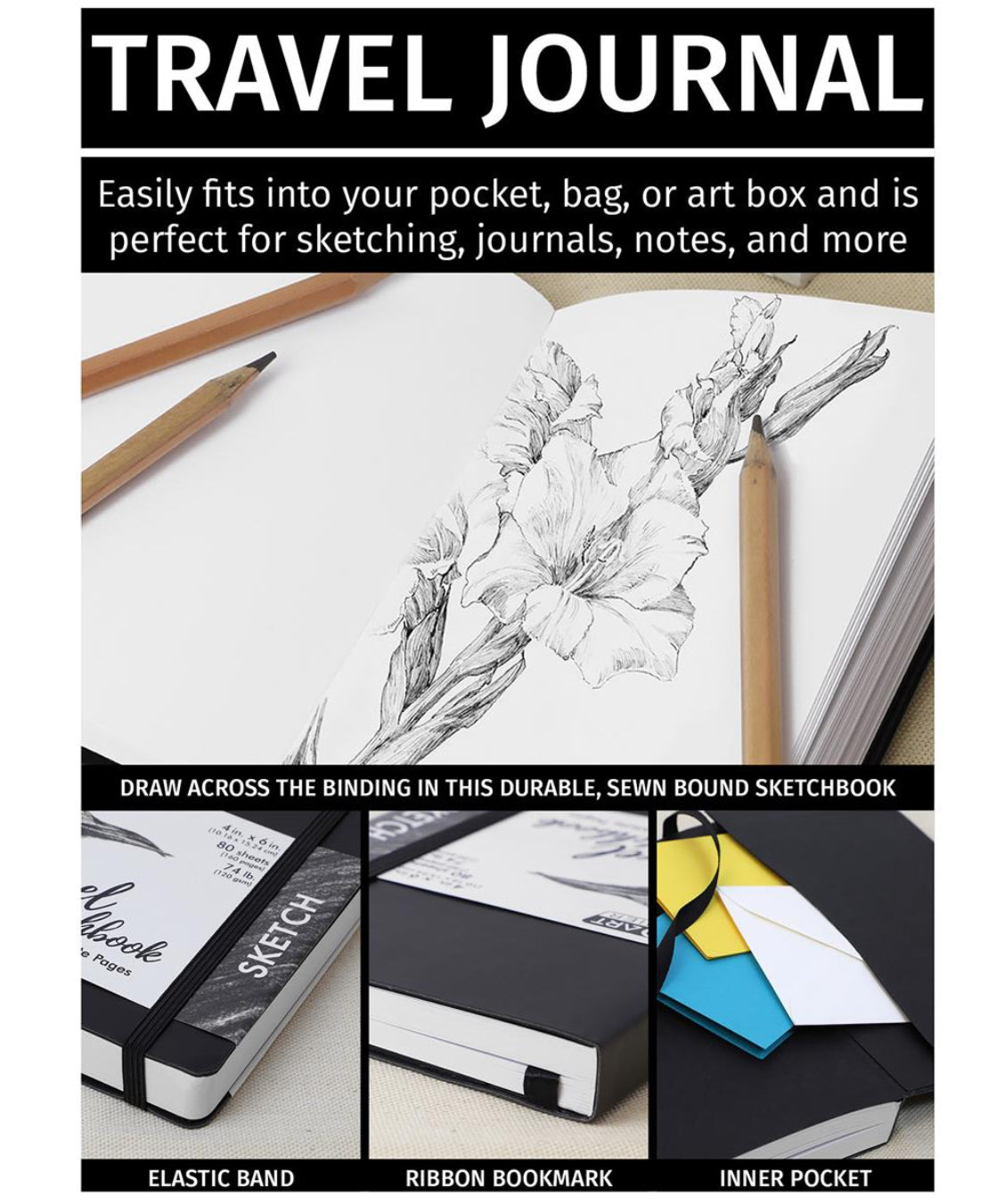 Pro Art Premier Travel Sketchbook 3”x4” | Black