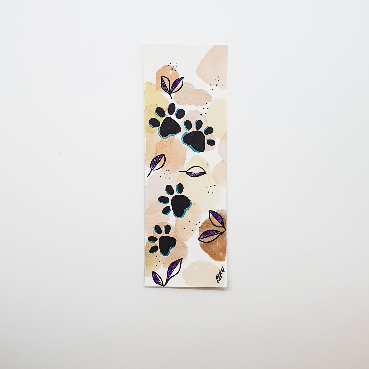 Separador de libros, hojas y patitas de perrito (11)