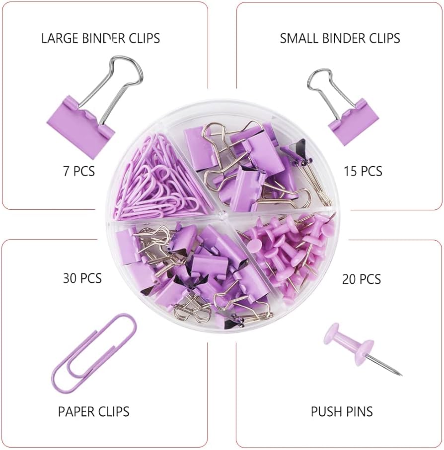 Lilac Office Supplies Set (Total 72 pcs)