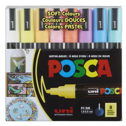 POSCA Paint Marker Set 8-Color PC-5M Fine SOFT COLOURS