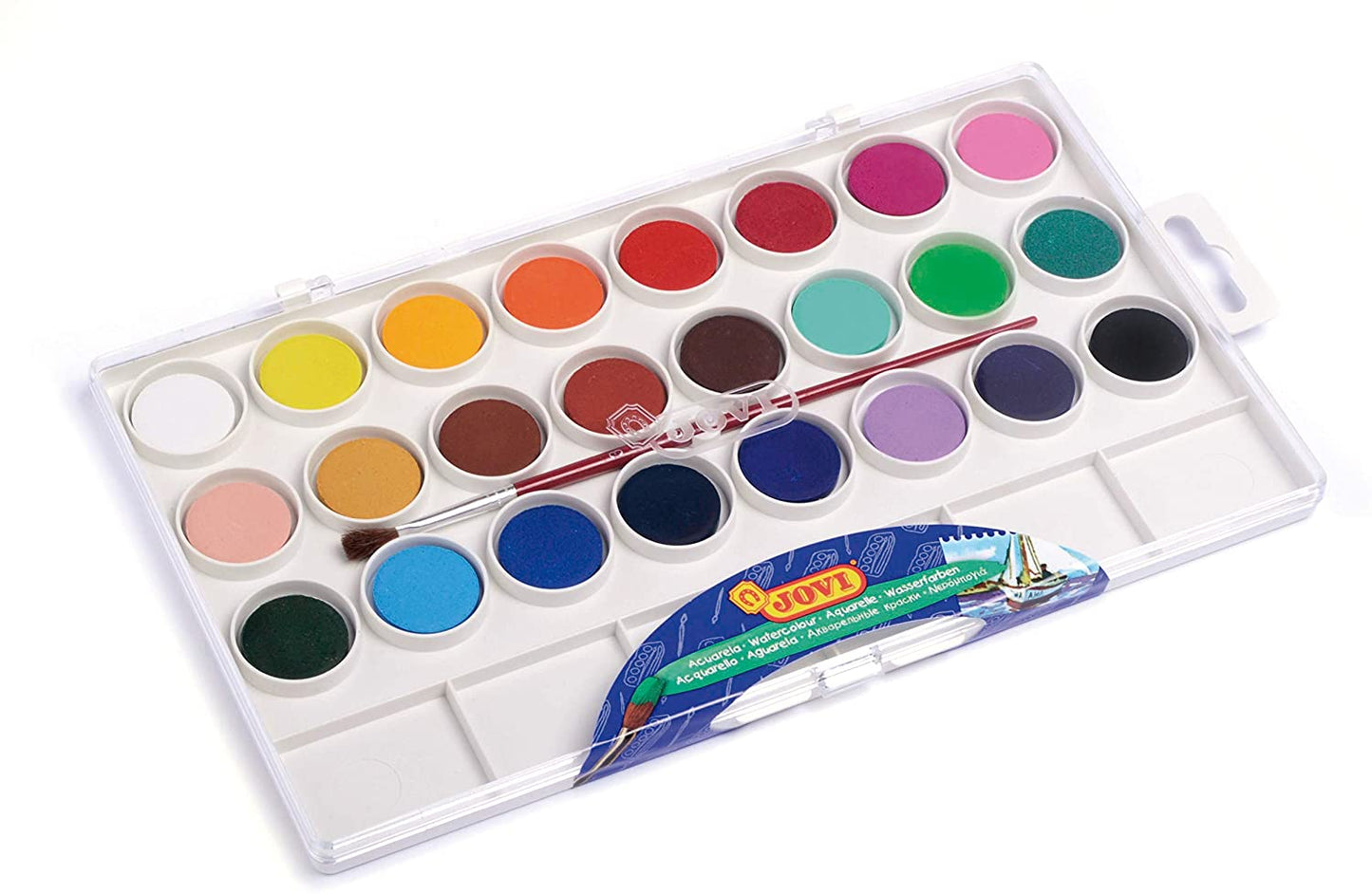 Jovi WATERCOLOR Estuche 24 pastillas acuarela 22 mm colores surtidos + pincel
