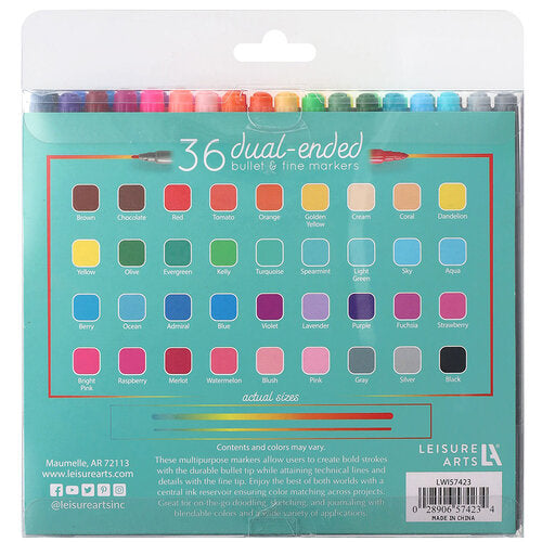 Leisure Arts 36 Dual-Ended Bullet & Fine Markers
