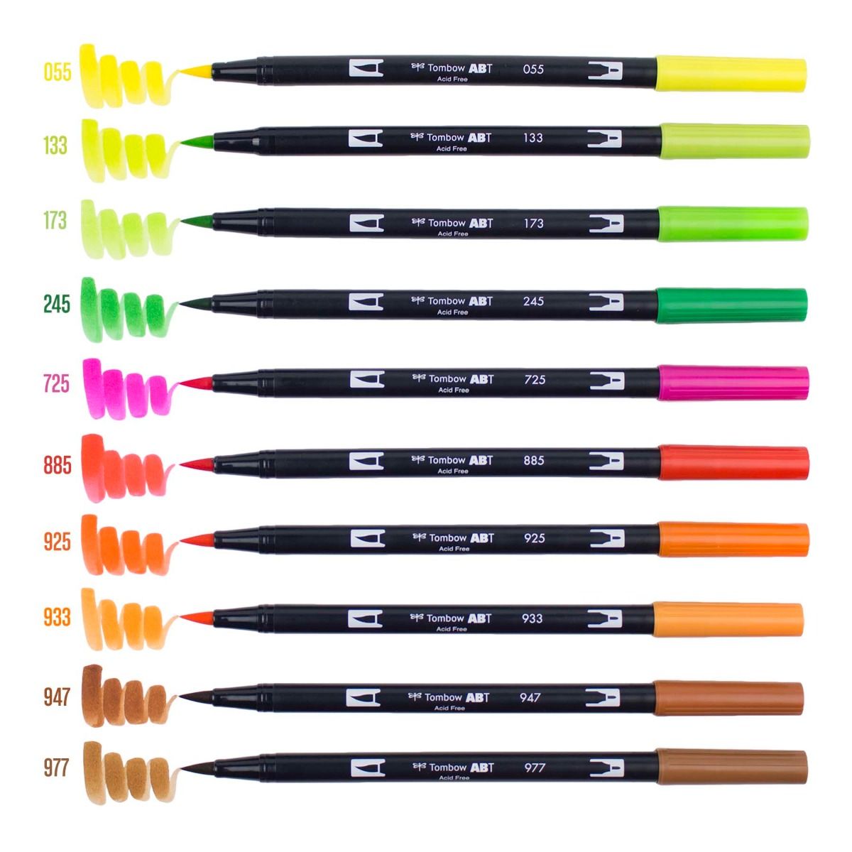 Tombow Dual Brush Pen Set, Citrus, 10PK
