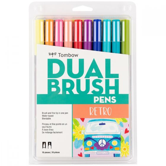 Dual Brush Pen Art Markers, Retro, 10-Pack